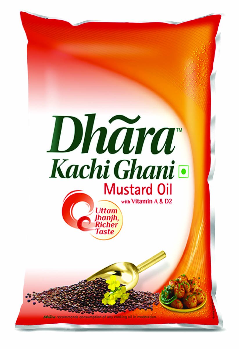 Dhara Kachi Ghani Mustard Oil 1 Ltr Pouch
