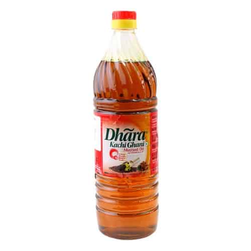 Dhara Kachi Ghani Mustard Oil 1 Ltr Bottle 