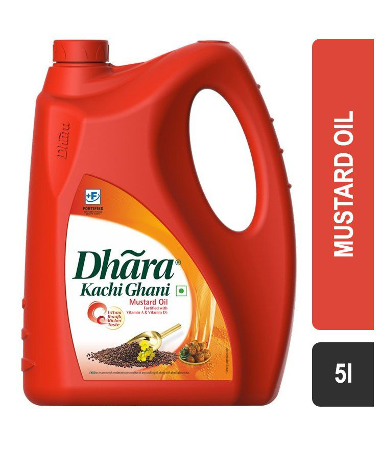 Dhara Kachi Ghani Mustard Oil 5 Ltr