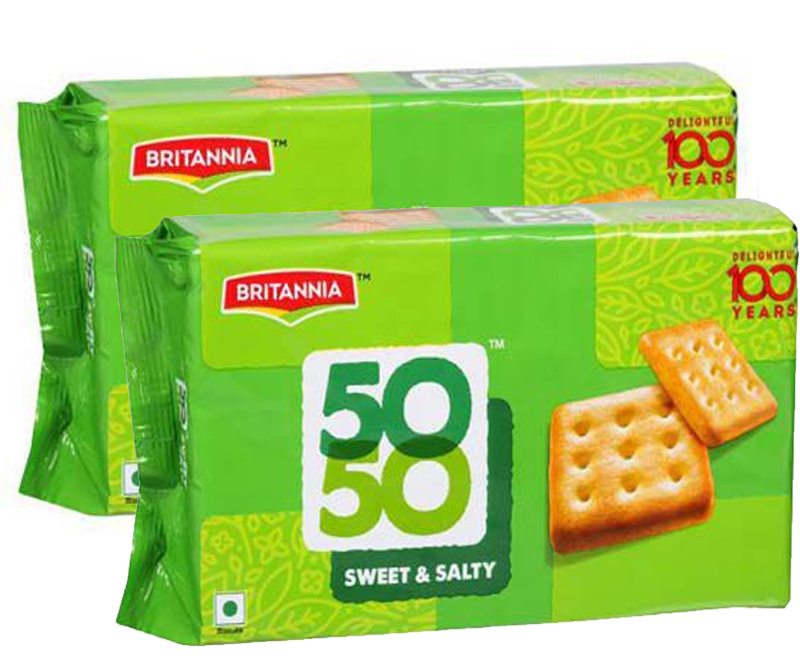 50-50 Britannia Sweet & Salty Biscuit 200g Pack of 2